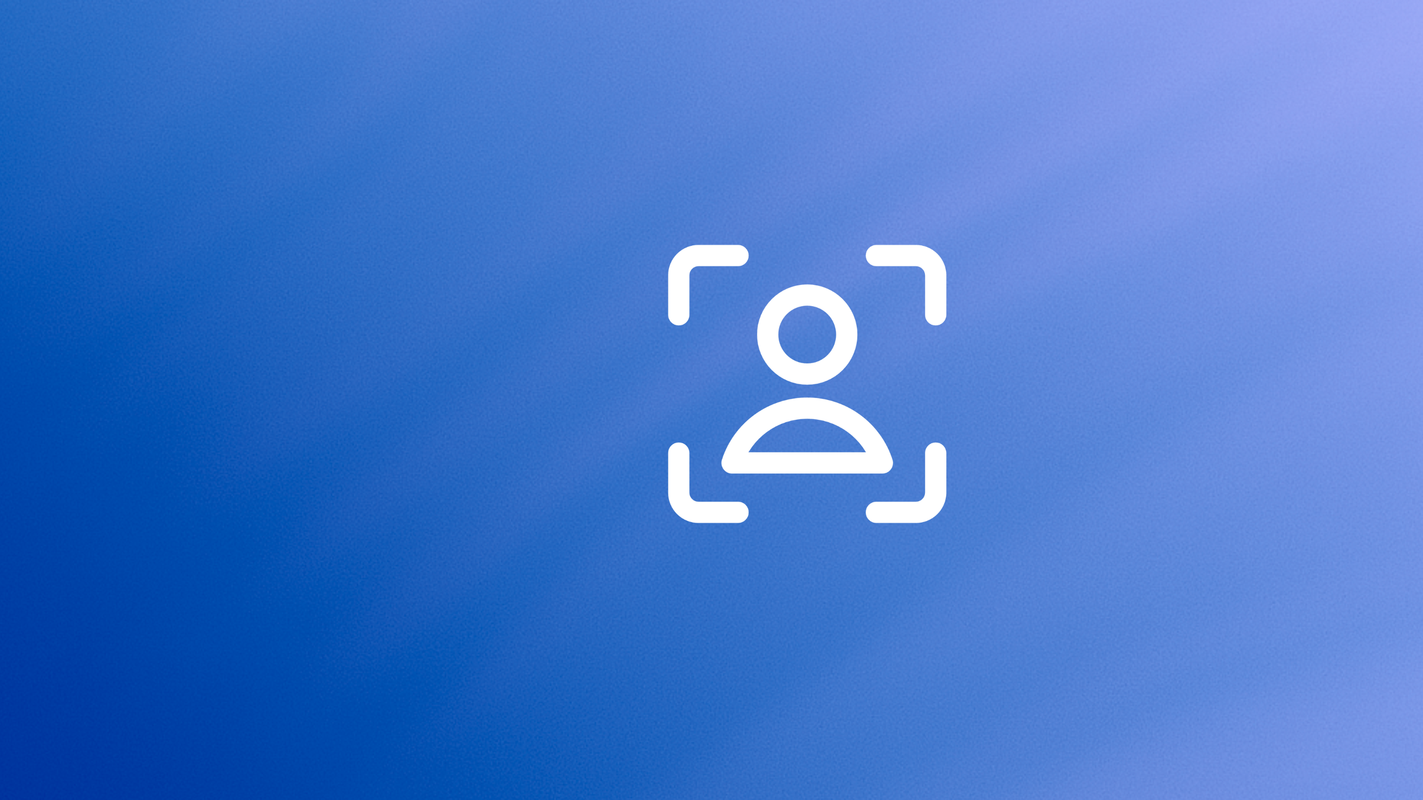 White user profile icon on a blue gradient background.