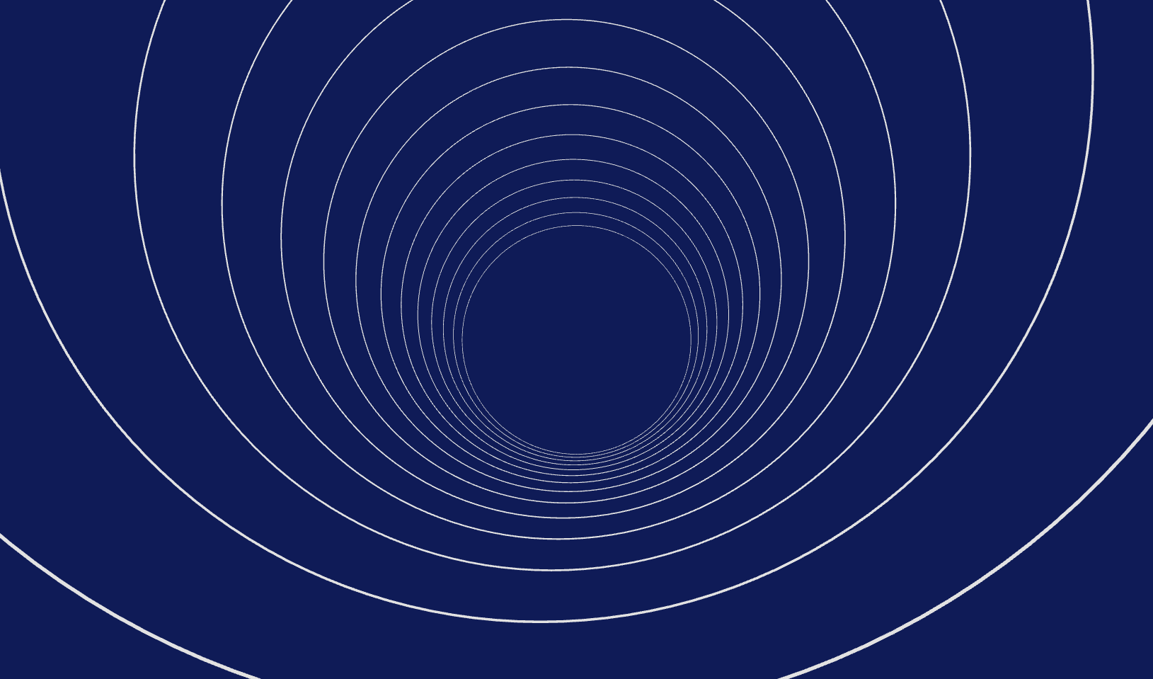 White concentric circles forming a tunnel-like pattern on a dark blue background.