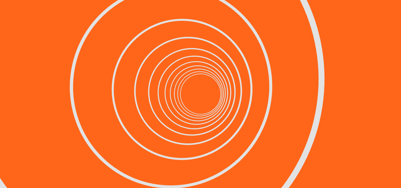 Concentric white circles creating a tunnel effect on vivid orange.