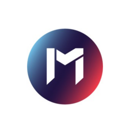 Modulate AI logo with white M inside circular gradient of blue and red tones