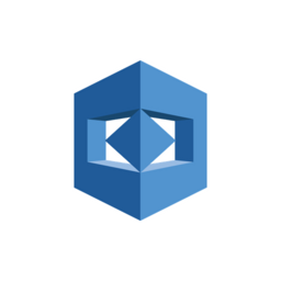 Amazon Rekognition logo with layered blue hexagonal 3D design