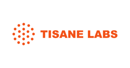 Tisane Labs logo with orange dotted circle and text on white background
