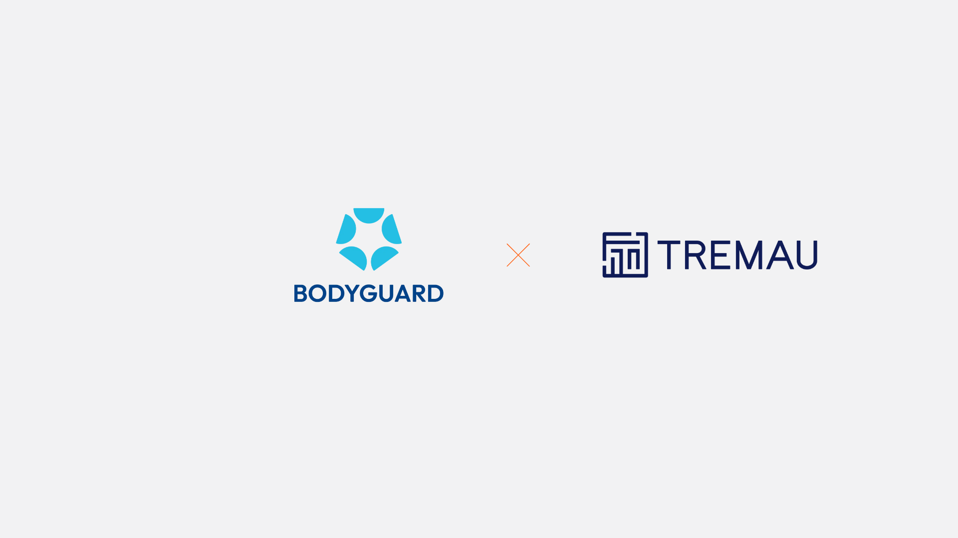 Bodyguard and Tremau logos displayed side by side with an orange “x” on a light gray background.