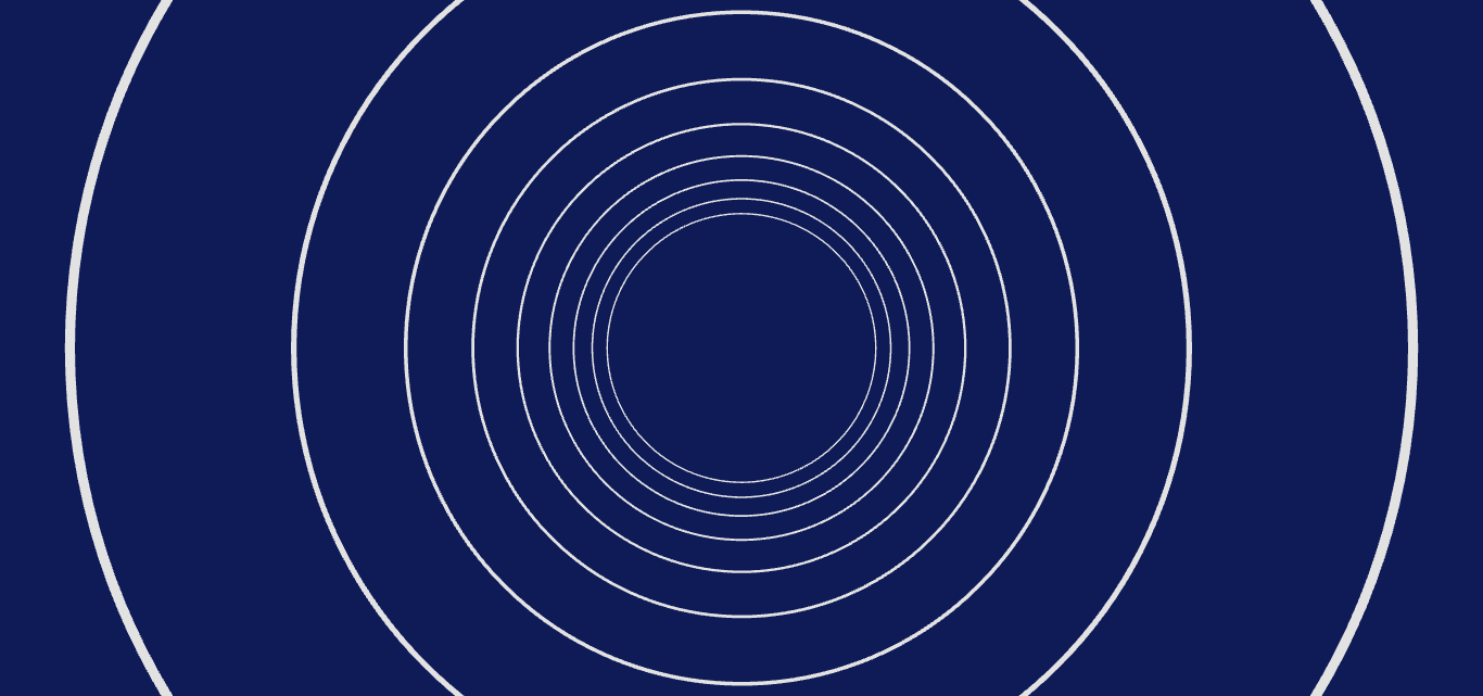 White concentric circles forming a tunnel-like pattern on a dark blue background.