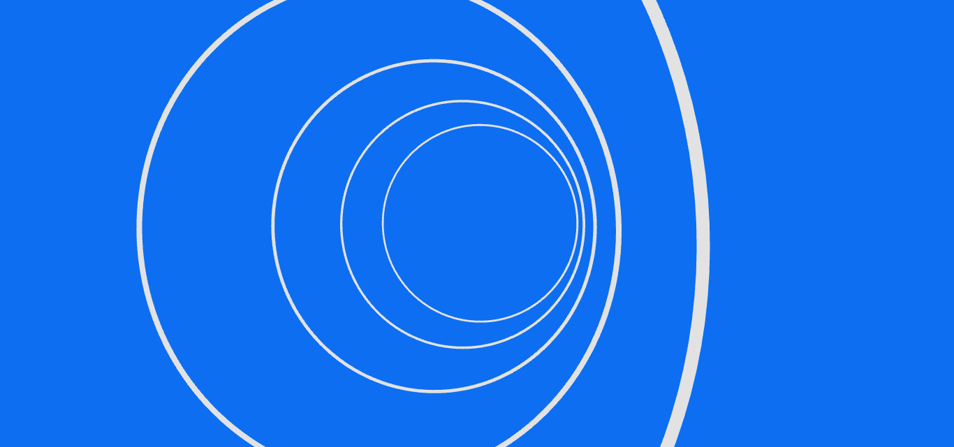 White concentric circles creating a ripple effect on a bright blue background.