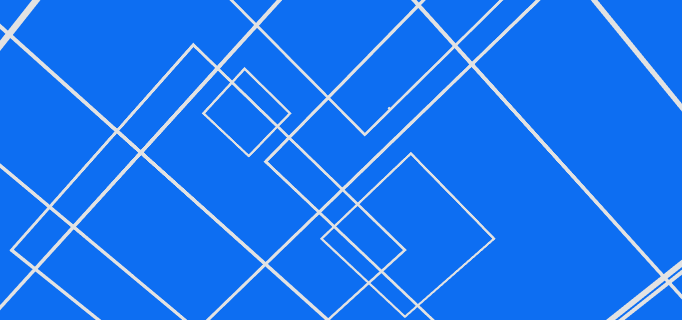 Abstract blue background with white geometric grid lines.